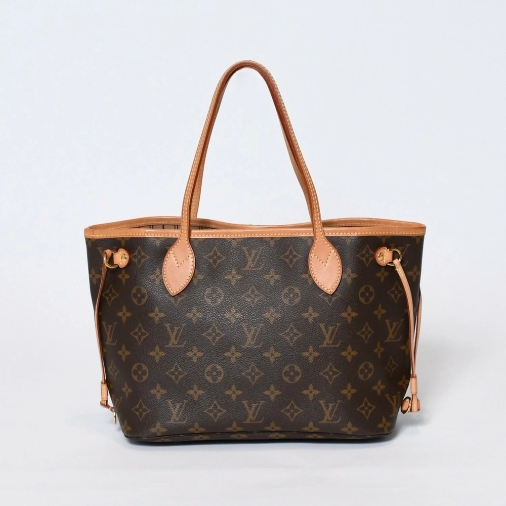LOUIS VUITTON Monogram Neverfull Handbag Brown Leather